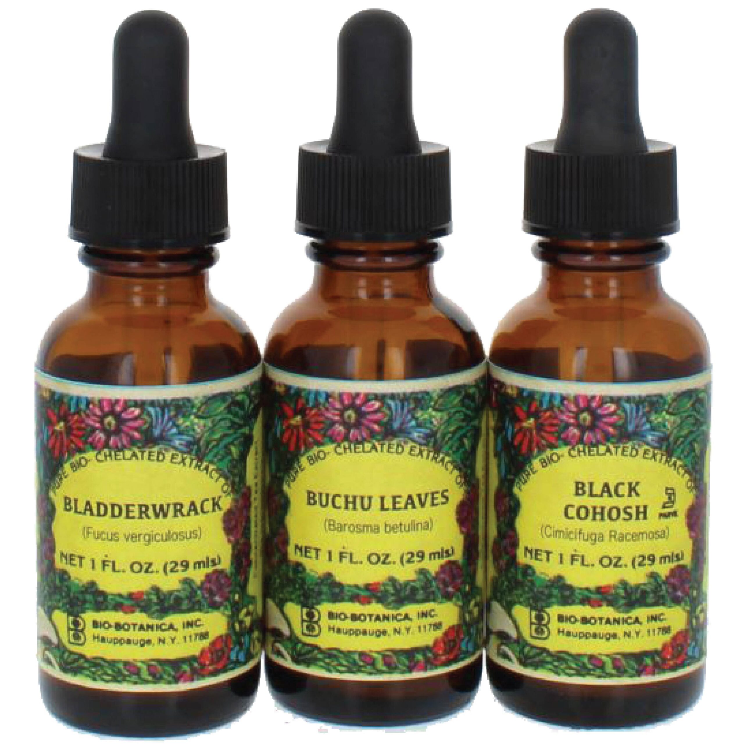 Commercial liquid botanical extract production bottles from 1976