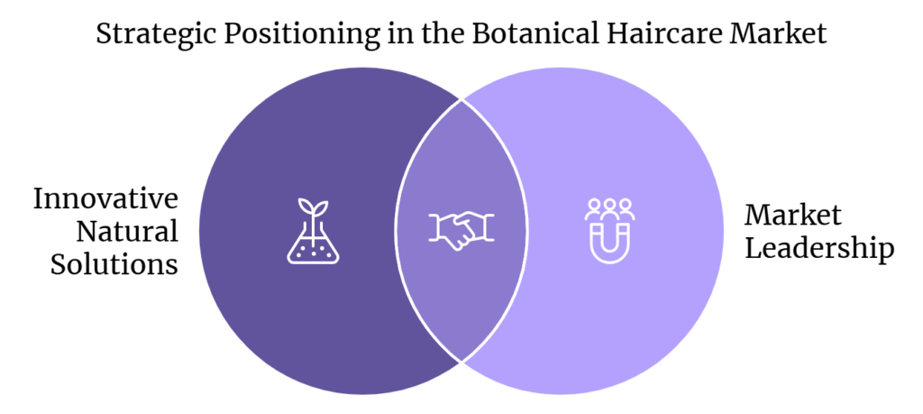 Strategic positioning chart showing growth in natural botanical haircare market